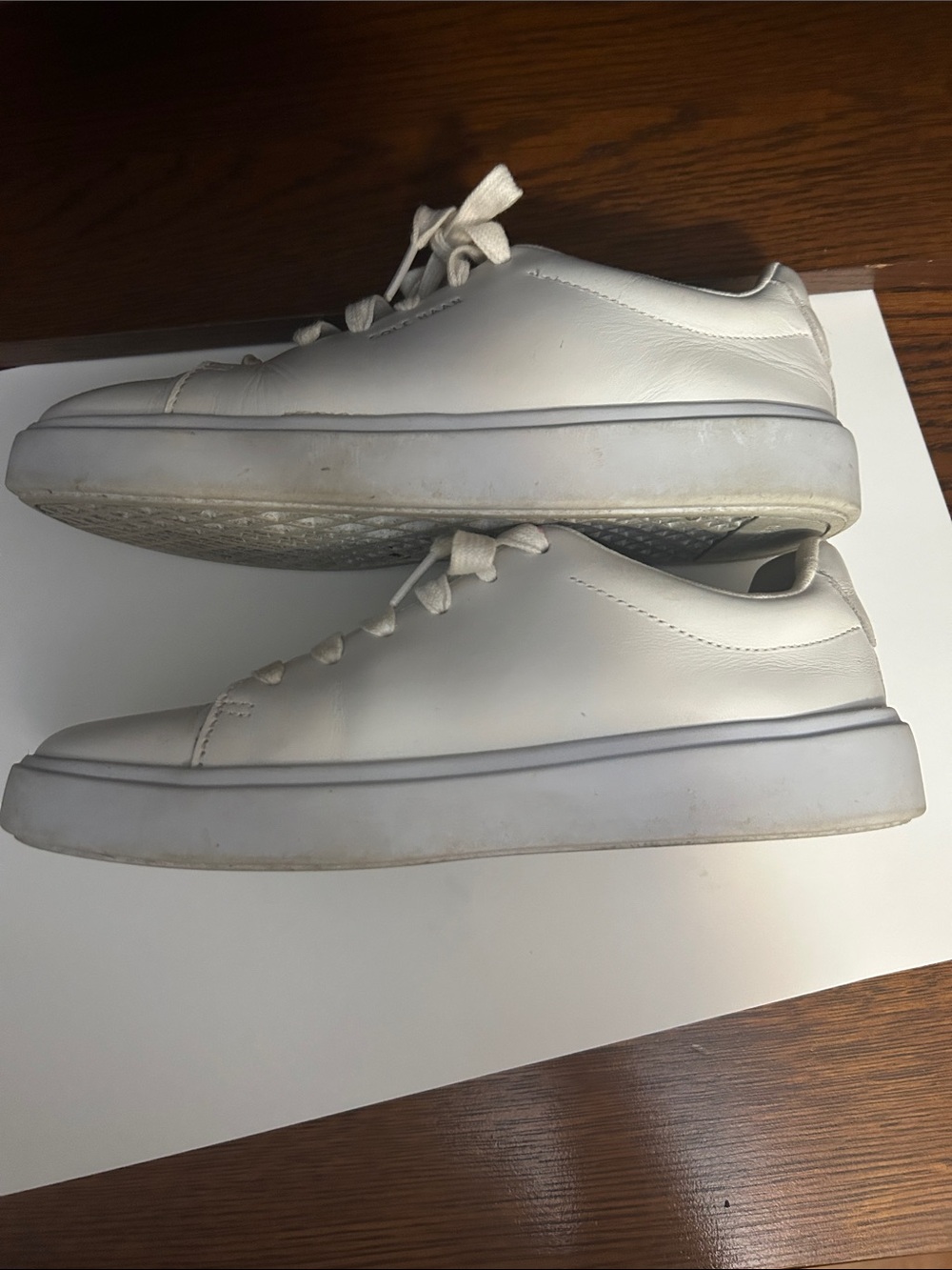 Cole Haan White Leather Lace-Up Sneakers - Picture 6 of 8